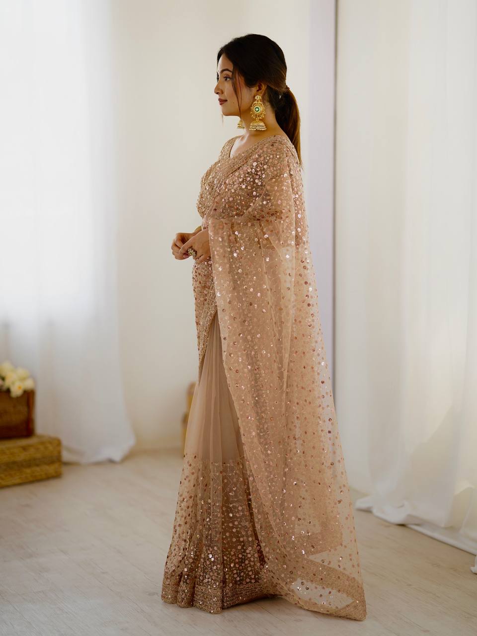 β¨ Glitter & Glamour Net Saree Set β Perfect for Festive & Party Looks β¨